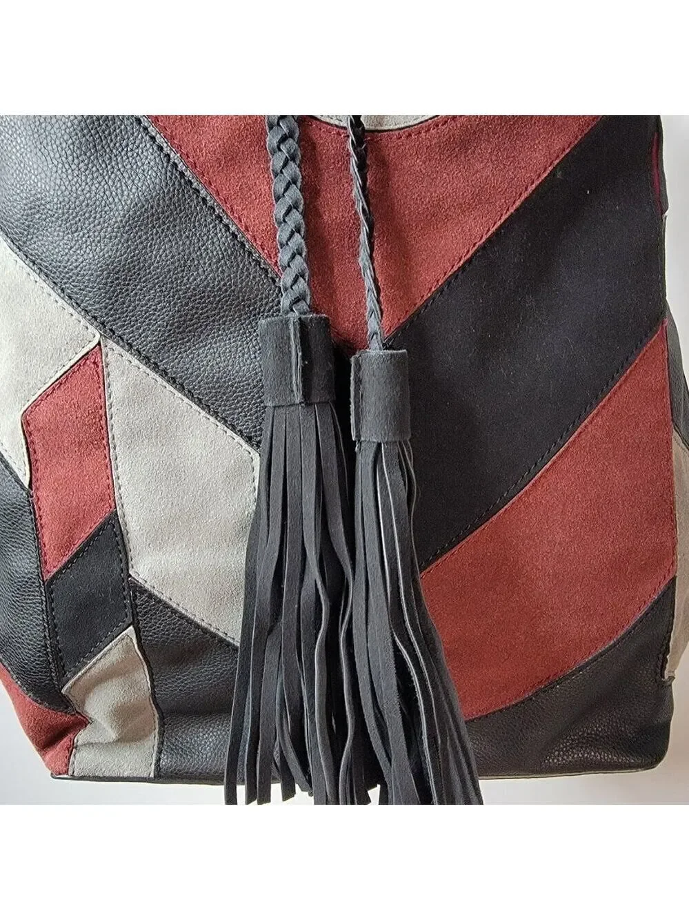 Urban Expressions Patchwork Tote – Certified Vegan Leather | Bold Retro Vibes - Picture 4 of 13